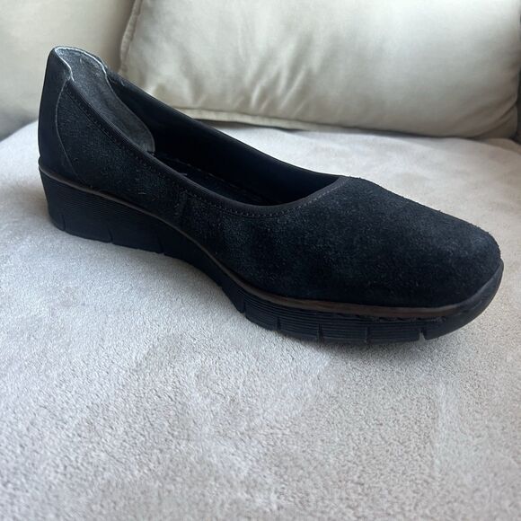 Rieker Antistress Ballerina Black Suede Wedge Loafer Shoe Women EU‎ 41 US 10 - Picture 2 of 15